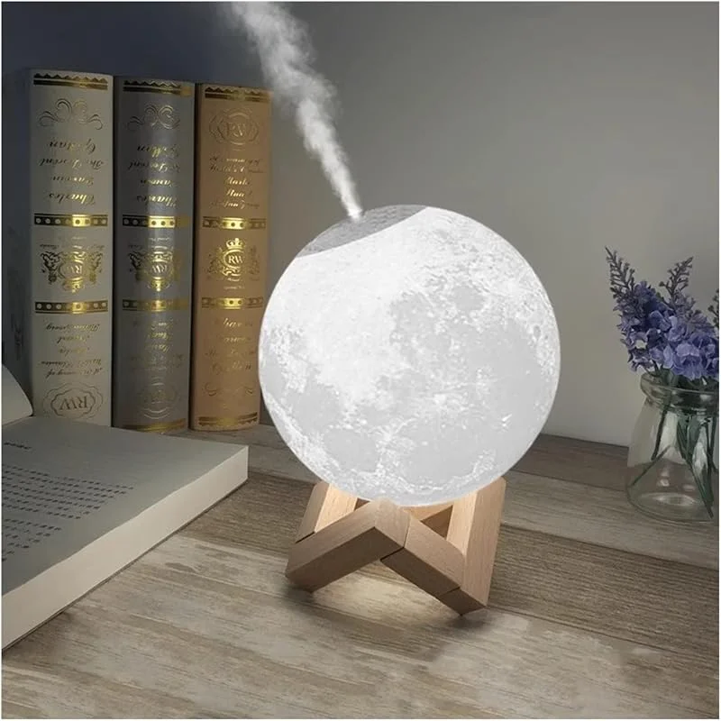 Luftbefeuchter 880ML Luftbefeuchter Ultraschall Ätherisches Öl Diffusor USB 3D Stereoskopischer Mond Nachtlampe Nebelhersteller Humidificador Raumluftbefeuchter (Color : B, Size : 13cm)