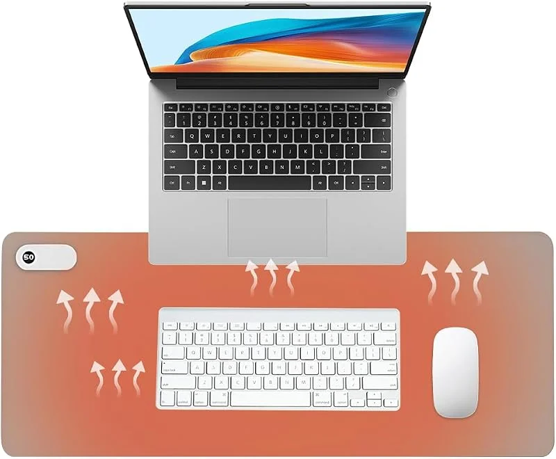 Beheizte Schreibtischunterlage, 80x33cm Beheiztes Mauspad mit 3 Heizstufen & 3H Abschaltautomatik und Erinnerungsfunktion für Langes Sitzen, Mauspad mit Zone Heizung für PC, Laptop (Grau) — Heizung Warmepumpe