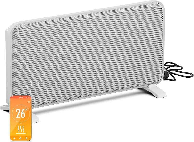 Blumfeldt Infrarotheizung 2000 W – Wandmontage & Standgerät, Graphen-Heizelement, App & Touch-Steuerung, Thermostat, IP24, Überhitzungs- & Umkippschutz, für Räume bis 20 m², Weiß — Heizung Warmepumpe