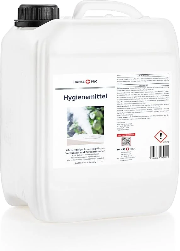 HANSE PRO Hygienemittel, 1 x 5 Liter I Konservierungs-Mittel für Luftbefeuchter, Luftreiniger, Luftwäscher, Heizkörper-Verdunster, Zimmerbrunnen I hält Verdunstwasser hygienisch einwandfrei