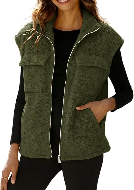 Generisch Teddy Weste Damen Fleece Teddyjacke Warme Ärmellose Fleeceweste — Heizkleidung