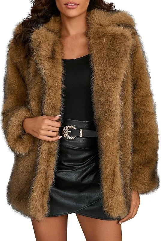 Winterjacke Damen Warm Fell Felljacke Damen Winter Kunstfell Jacke — Heizkleidung