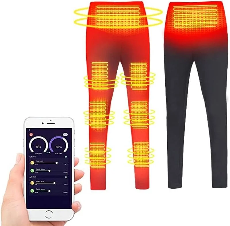 scosao Heizhose für Herren Wiederaufladbare ​Elektrisch Beheizte Hose für Winter Wärmende Beheizbare Thermounterwäsche Hose mit APP-Steuerung Heizung 3 Temperatur für Indoor Outdoor Motorrad Ski Jagd — Heizkleidung