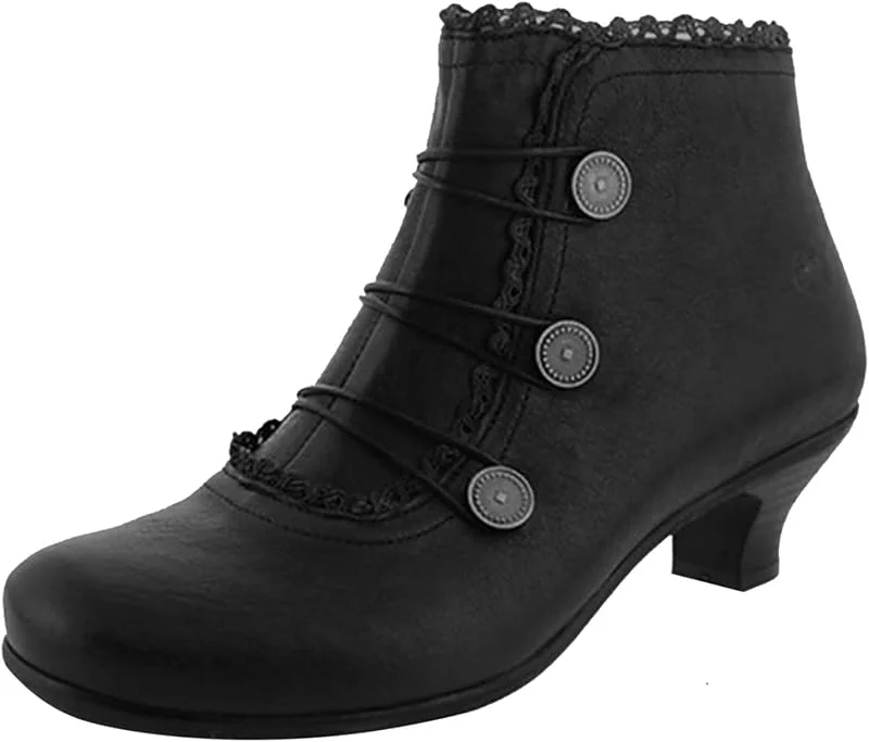 Generisch Damen Lederstiefel mit runder Zehenpartie -Schnürung runde Schnalle kurze Stiefel niedriger Absatz — Heizkleidung