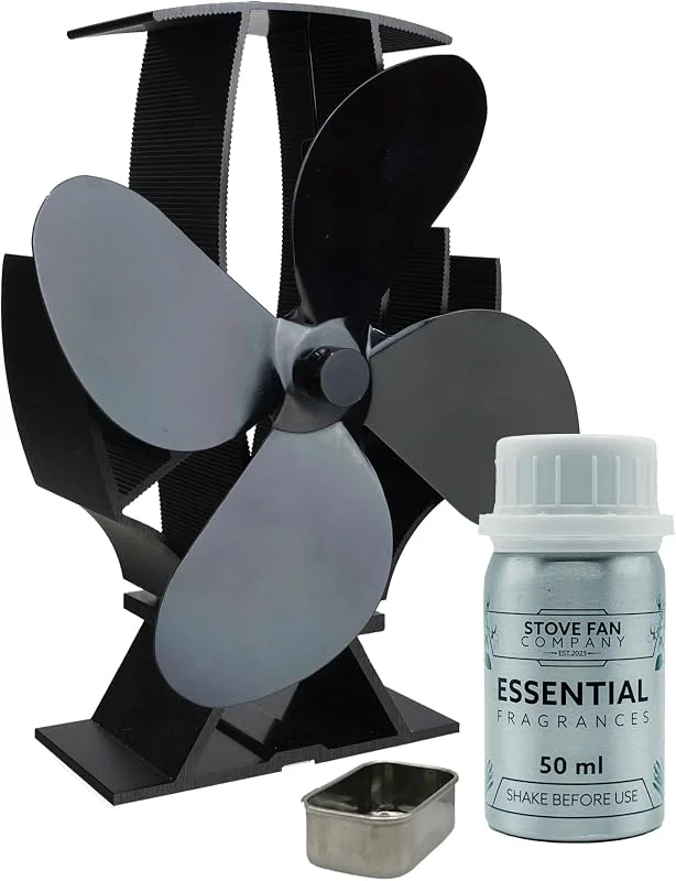 Forest Master - SuperFast Air Halbbeheizter Ofenventilator mit Dufthalter - Für Holzbrenner und Holzbrenner - Effiziente Wärmeverteilung (inkl. Duft 1) (Satin Black), (SF-SF Air) — Heizung Warmepumpe