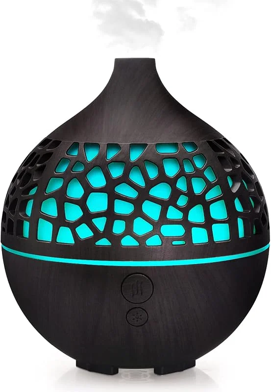 Aroma Diffuser 180ML, Ultraschall Aromatherapie Duft Diffusor Luftbefeuchter mit 7 LED Farblicht Aroma Diffusor für Spa Schlafzimmer, Dunkelbraun