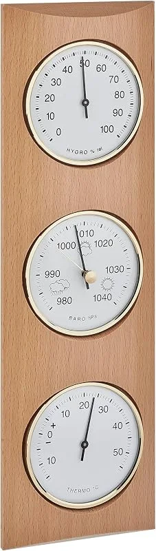 TFA Dostmann Analoge Wetterstation, 20.1028.05, aus Massivholz, mit Barometer, Thermometer, Hygrometer, Wettervorhersage, Temperatur und Luftfeuchtigkeit innen, deutsches Unternehmen, braun — Luftbefeuchter