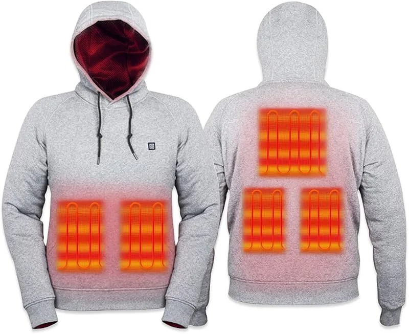 scosao Beheizbare Hoodie Herren Damen, Elektrischer Beheizte Jacke Warme Kapuzen Pullover USB-Laden Hoody Sweatshirt mit 3 Temperaturstufen für Outdoor Arbeit Reisen Camping — Heizkleidung