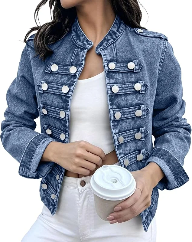 Jeansjacke Damen Kurz Oversize Übergangsjacke Damen Elegant Jeans Jacke — Heizkleidung