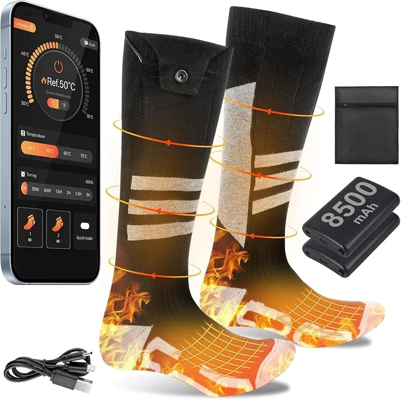 Beheizbare Socken mit APP 8500mAh Größe S, M, für Damen und Herren — Heizkleidung