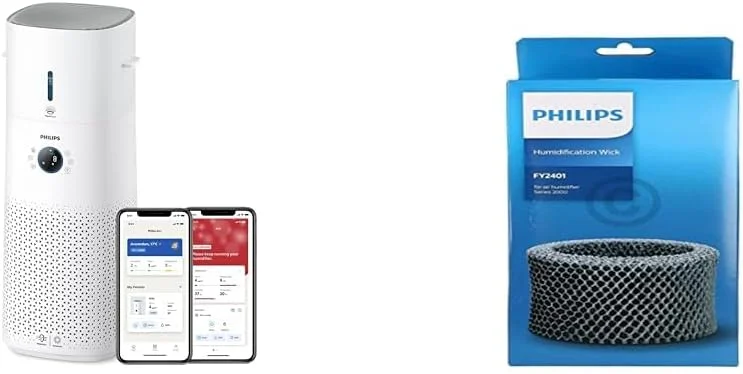 Philips 3000 Series 2-in-1-Kombigerät für Luftreinigung und -befeuchtung, 131 m2, NanoProtect HEPA- und Aktivkohlefilter entfernt 99, 97% aller unsichtbaren Partikel, Weiß (AC3737, 10) — Luftbefeuchter