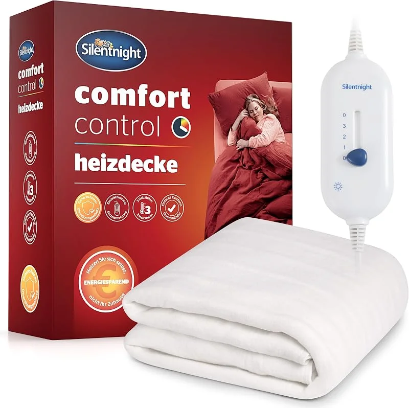 Silentnight Comfort Control Wärmeunterbett 140x150cm, Heizdecke Bett mit 3 Heizstufen, Ultraschnelles, Aufheizen Elastische Bander Waschmaschinen Waschbar, Heizunterlage Bett Heizmatte, 140x150cm — Heizung Warmepumpe