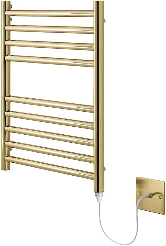Manissa Boston Elektrischer Handtuchheizkörper, gebürstetes Messing, 400 mm B x 600 mm H — Heizung Warmepumpe