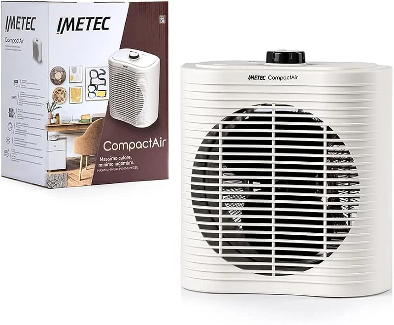 Imetec Compact Air Kleine, krachtige thermoventilator, 2000 W, met ingebouwd handvat, instelbare temperatuur, antivriesfunctie en beveiliging tegen oververhitting — Heizung Warmepumpe