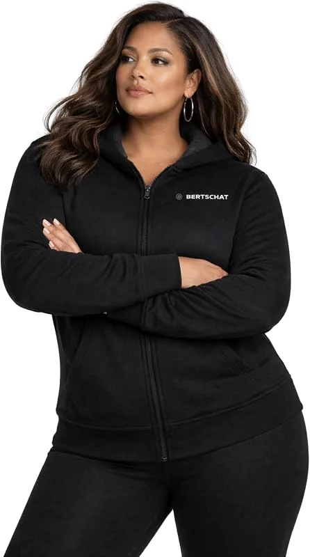 BERTSCHAT Beheizbare Hoodie Damen - Heizjacke - Heizpullover - Kapuzejacke mit powerbank - Fünf Heizzonen & DREI Heizstufen — Heizkleidung