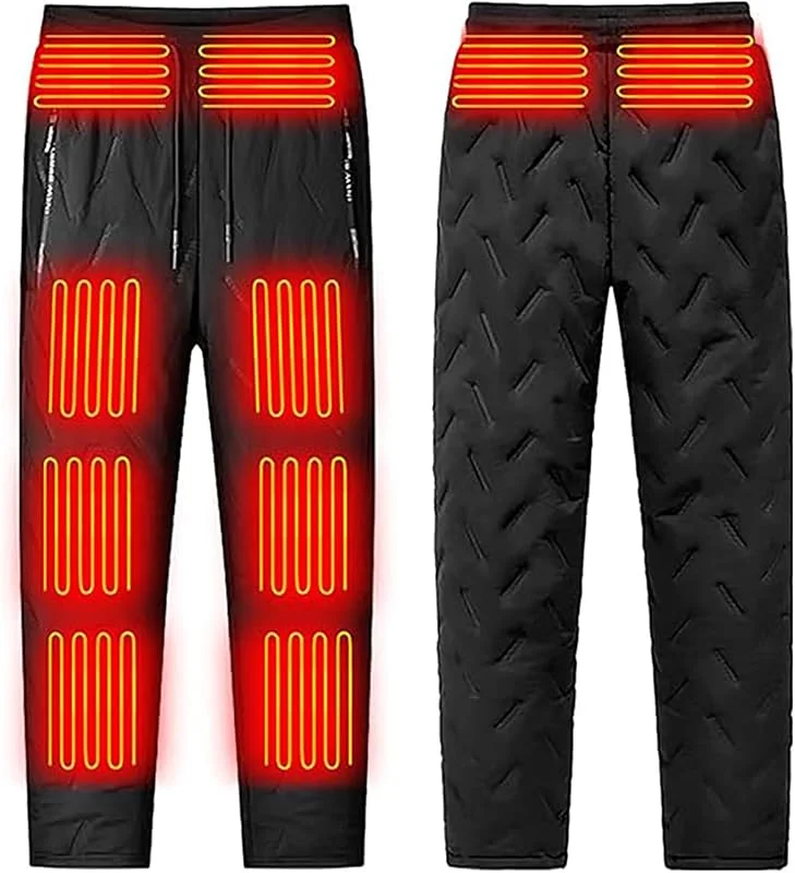 Beheizbare Hose Herren Warm Winterhose mit Taschen Trekkinghose Tunnelzug Elastischem Bund Arbeit Hosen Wanderhose Heizhose Thermohose für Outdoor Joggen Angeln Skifahren Radfahren — Heizkleidung