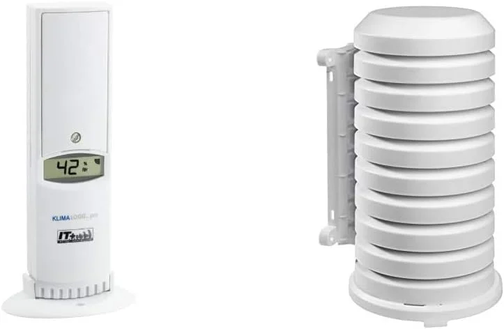 TFA Dostmann Thermo-Hygro-Sender mit Display, 30.3180.IT, für TFA Klimalogg Pro & Dostmann Schutzhülle für Sender Artikel, 98.1114.02, leicht zu montieren, weiß — Luftbefeuchter