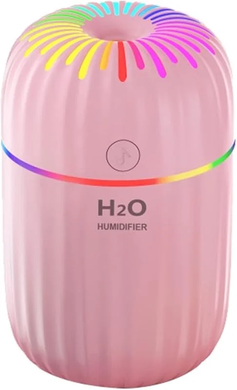 Luftbefeuchter 300ml Elektrischer Luftbefeuchter Aromaöl Diffusor Mini Nebelsprüher mit LED Lampe Home Schlafzimmer Reinigung Dekoration Raumluftbefeuchter (Color : Pink)