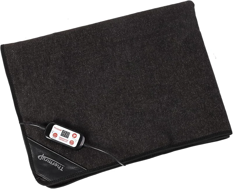 Thermrup Ferninfrarot Heizkissen Wärmeunterbett DC 12V, 60x80cm mit Gummi-Flächenheizelement, 5 Heizstufe und 1-9 Stunden Zeiteinstellung Schwarz — Heizkleidung
