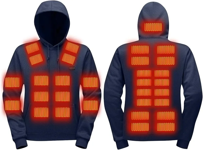Beheizbare Hoodie Jacke Herren Damen Beheizbar Sweatshirt mit 38 Heizzonen — Heizkleidung