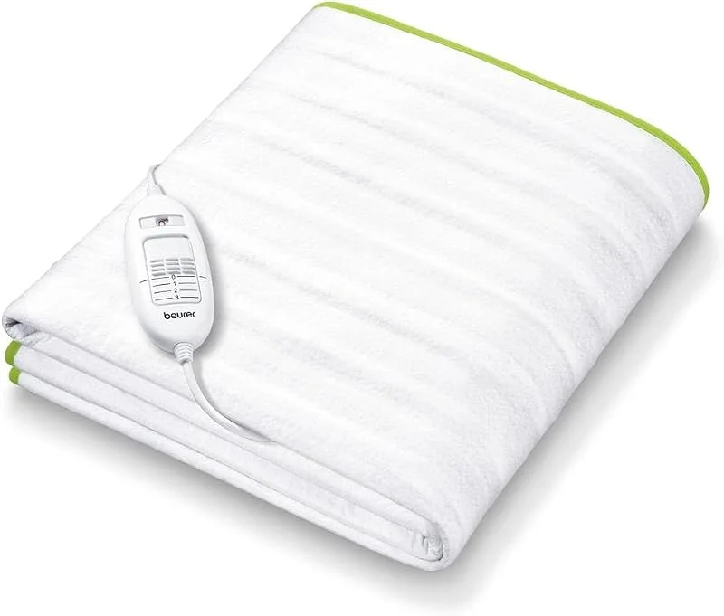 Beurer TS 15 Wärmeunterbett, mit Sicherheitsautomatik aus weichem Vlies und mit 3 Temperaturstufen, einfache Fixierung auf Bett und Matratze, waschbar bei 30⁰, 150 x 80 cm, Grün — Heizung Warmepumpe