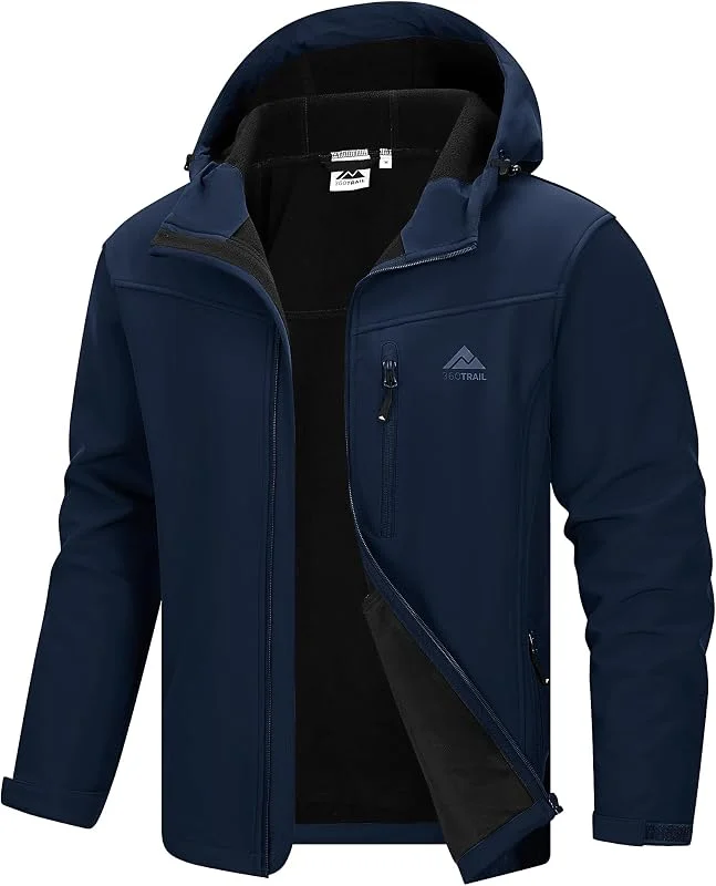 Softshelljacke Herren Wasserdicht Übergangsjacke Atmungsaktive Regenjacke Outdoorjacke Wanderjacke Funktionsjacke mit kapuze — Heizkleidung