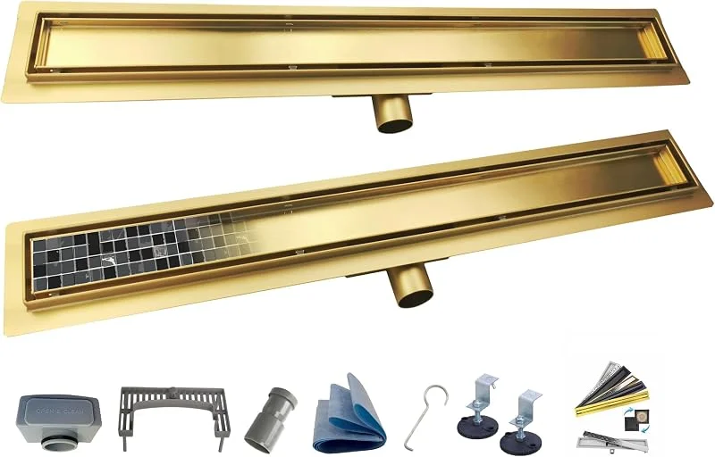 Bodenablauf superflach, Duschrinne 2in1, 70 cm, gold — Heizung Warmepumpe