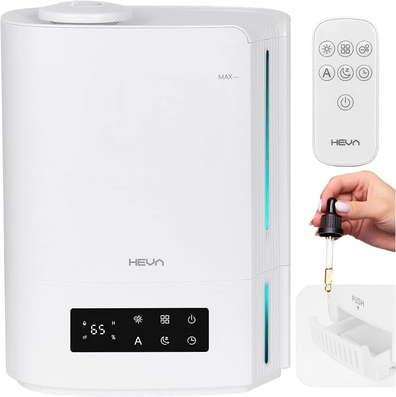 HEVA MILO Ultraschall-Luftbefeuchter 5 l, Hygrostat, Ionisierung, Weiß