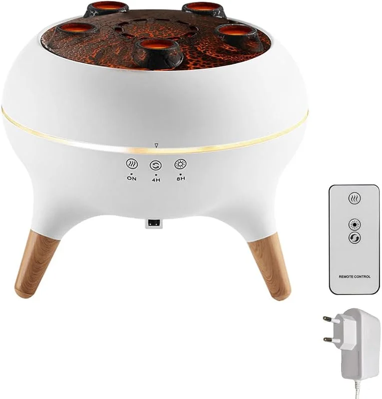 Aroma Luftbefeuchter, Quallennebel Luftbefeuchter mit Vulkanflamme und 7 Farblichtern, Diffusor für Ätherische Öle für Schlafzimmer, Wohnzimmer, Büro