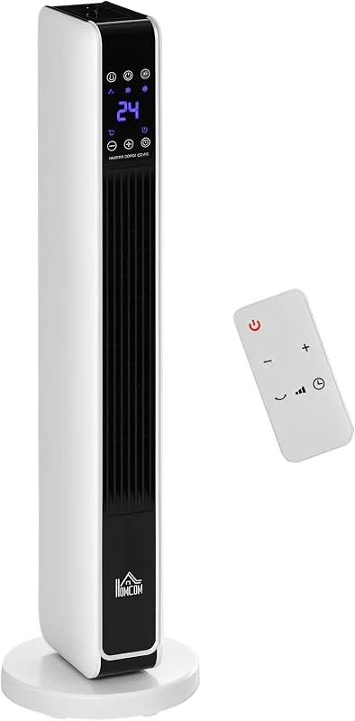 HOMCOM Heizgerät Heizlüfter 2200W Keramik 21 x 21 x 73 cm Weiß+Schwarz — Heizung Warmepumpe