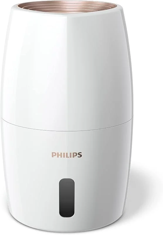 PHILIPS Luftbefeuchter 2000 Serie, hygienische NanoCloud-Befeuchtung, 99, 97% weniger Bakterien, 200ml, h, 2L Wassertank, Ultra leise (33dB), Sensor, 3 Stufen, Auto&Schlafmodus, Timer, Weiß (HU2716, 10)