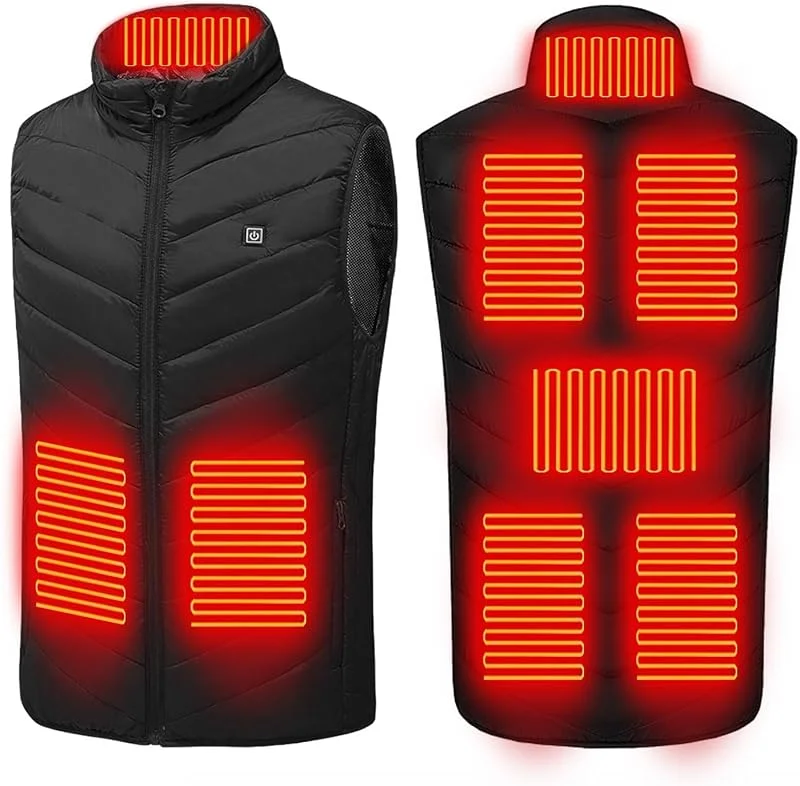 UHouse Beheizbare Weste Damen Heizweste Winter Elektrische Beheizte Westen mit 4, 8, 9 Heizzonen USB Einstellbare Beheizbar Steppweste Outdoor Daunenweste mit Heizung Ärmellos Heizjacke — Heizkleidung
