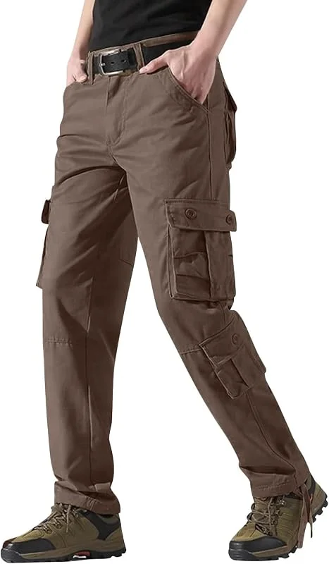 Cargohose für Herren, Baumwolle, strapazierfähig, mehrere Taschen, Arbeitskleidung, Outdoor, Camping, Wandern, Spazierengehen, gerade Passform, Cargohose, 8 Taschen Beheizbare Hose Mit Akku — Heizkleidung