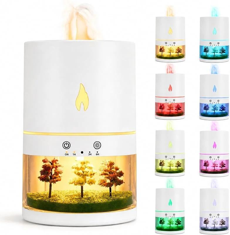 Aroma Diffuser mit 8 Farben, Ultraschall Lufterfrischer Schwarz, 250ml Wassertank, 3 Timer 1H, 3H, 6H, Fernbedienung, 35dB Leise, Abschaltautomatik, für Bad Schlafzimmer Wohnzimmer (Weiß) — Luftbefeuchter
