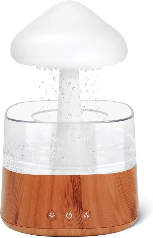 RUIZHI Rain Cloud Humidifier - 450ml Luftbefeuchter, Stimmungslicht Aroma Diffuser 30dB, 3 Modi Regen Pilz Lampe Befeuchtung für Kinderzimmer, Schlafzimmer, Zuhause, Büro