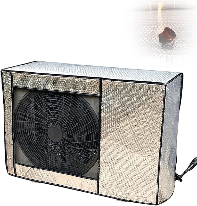 Outdoor-Klimaanlagenabdeckung, Wärmepumpe, schützt thermische Ilat, geräuschreduzierend, wasserdicht, dicke Aluminiumfolie (90 x 62 x 38 cm), wetterbeständig und — Heizung Warmepumpe