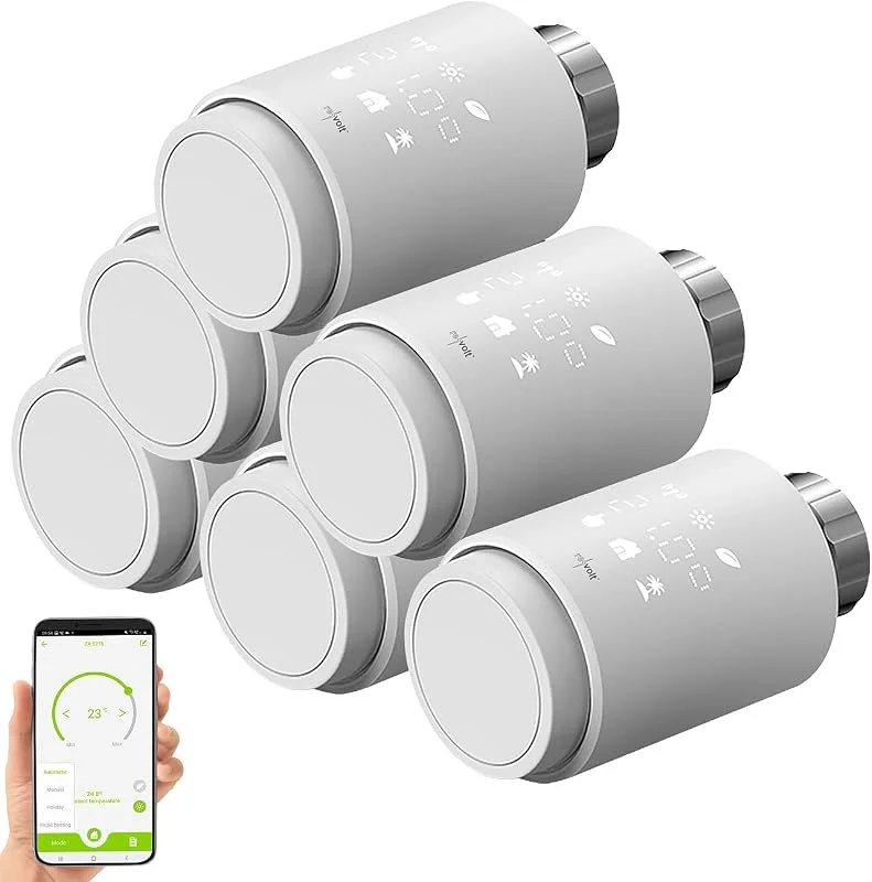 revolt Heizung Thermostat Smart: 6er-Set programmierbare WLAN-Heizkörperthermostate, App, Sprachbefehl (Heizkörper-Thermostat Smarthome, Heizung elektronisch, 4 v) — Heizung Warmepumpe