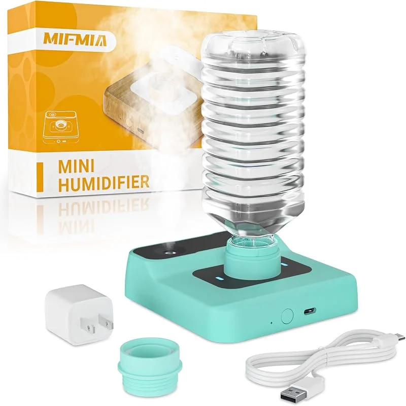 Reise-Luftbefeuchter - Wiederaufladbarer tragbarer Luftbefeuchter für Schlafzimmer, Hotelzimmer, Schreibtisch & Pflanzen, persönlicher Mini-Luftbefeuchter flüsterleise 23dB, automatische