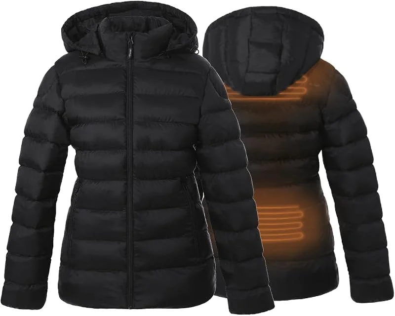 30seven - Beheizbare Steppjacke - Slim Fit Damen-Heizjacke - Gefütterte Jacke mit Kapuze - Bis zu 3 Std Dauerwärme - Inkl. Rapid Batterien & Ladegeräte — Heizkleidung
