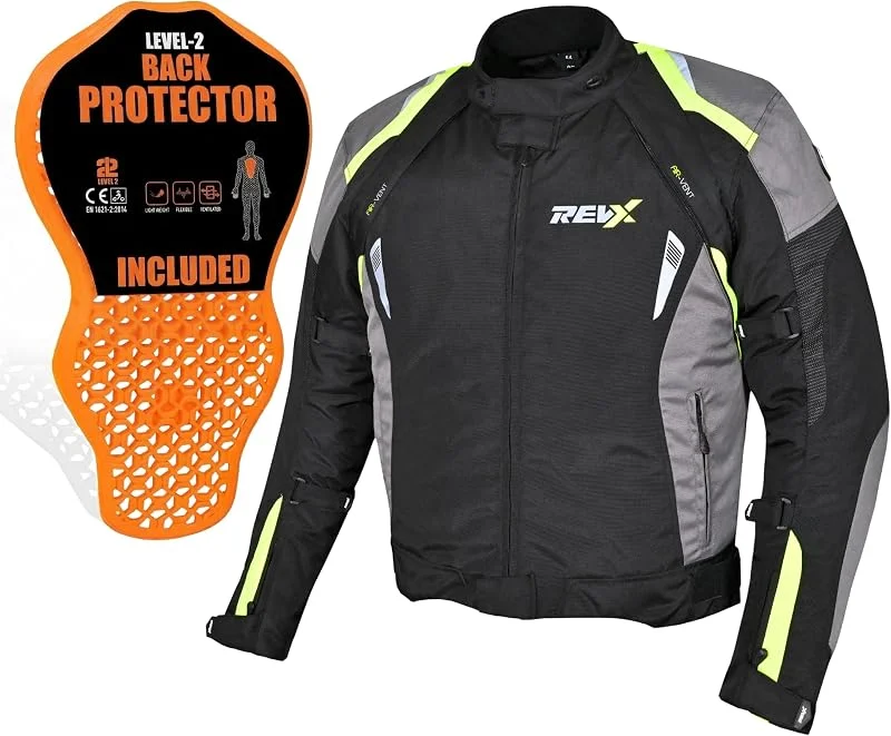 REVX Allwetter Motorradjacke Herren mit CE Protektoren — Heizkleidung