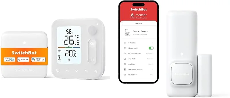 SwitchBot Home Climate Panel + Contact Sensor Set für Komfort und Raumklima — Heizung Warmepumpe