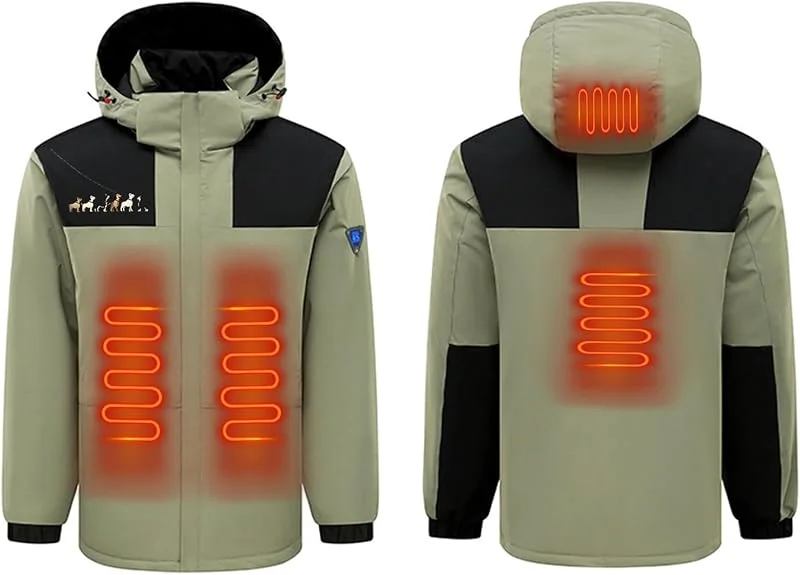 Beheizbare Jacke mit 4 Heizzonen Herren Damen, Wasserdicht Winddicht Regendicht Schneeschutz warm Softshell Winterjacke Wintermäntel Outdoor Heizjacke Wärmende für Winter Outdoor Wandern Skifahren — Heizkleidung