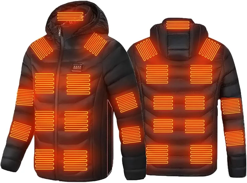 Battnot Beheizbare Jacke Herren Damen Heizjacke Beheizbare Jacke mit kapuze, Warme Pufferjacke, Beheizte Jacke Heizjacke Beheizte Weste Winterjacke für Outdoor Wandern Jagd Motorrad Camping — Heizkleidung