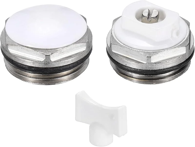 PATIKIL 3, 4" BSP Männliches Gewinde Manueller Heizkörper-Entlüftungsventil-Set mit Schlüssel, vernickelter Messing-Stecker für Heizkörper, Silber Weiß — Heizung Warmepumpe