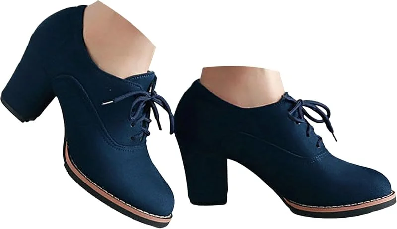 Generisch Schnürstiefeletten mit Blockabsatz einfarbige Damen-Boots für Freizeitlooks in Winter robuste Lederoptik vielseitig kombinierbar mit Jeans oder Kleidern ideal für Alltag Feierlichkeiten — Heizkleidung