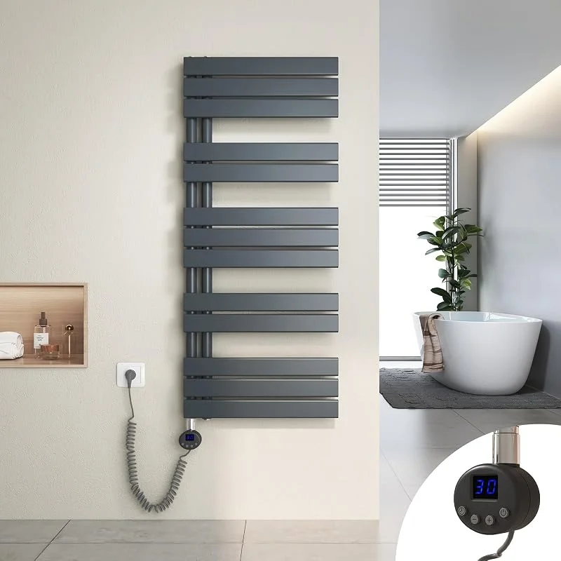 Heilmetz Badheizkörper Elektrisch Heizkörper Bad mit Digitalem Thermostat Handtuchheizkörper mit Timer-Funktion 1176x500mm 600 Watt für Badezimmer, Wohnzimmer — Heizung Warmepumpe
