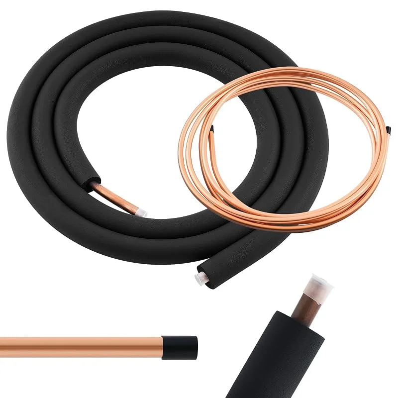 Kingdder Mini-Splitleitungs-Set, 4, 5 m Länge, 3, 4 & 3, 8 O. D. Kupferrohre, nahtlos, AC-Leitungs-Set, Isolierung mit Epdm-Isolierschaum für Klimaanlagen, HLK- und Wärmepumpen-Split-Systeme, 2 Stück — Heizung Warmepumpe