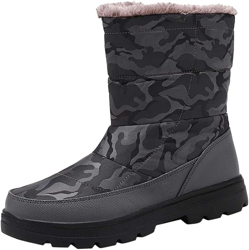 Winterstiefel Herren, Damen Warme Winterschuhe Wanderschuhe Plus Velvet Camouflage Schneebaumwollstiefel — Heizkleidung