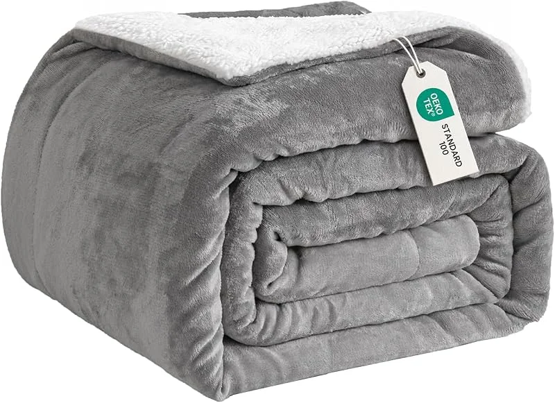 Good Nite Kuscheldecke 130x150cm Grau Fleecedecke Wohndecke Decke Sherpa Sofaüberwurf Couchdecke Warm Winter Weich — Heizung Warmepumpe