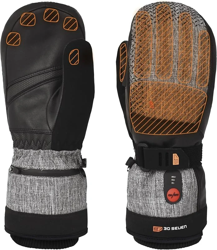 30seven Beheizte Sportfäustlinge, elektronische Heizhandschuhe zum Ski-, Snowboardfahren, wasserfeste & Winddichte Outdoor-Bekleidung, für Damen & Herren, Grau, 8 - S — Heizkleidung